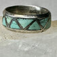 Zuni ring Turquoise wedding band size 6 sterling silver women men