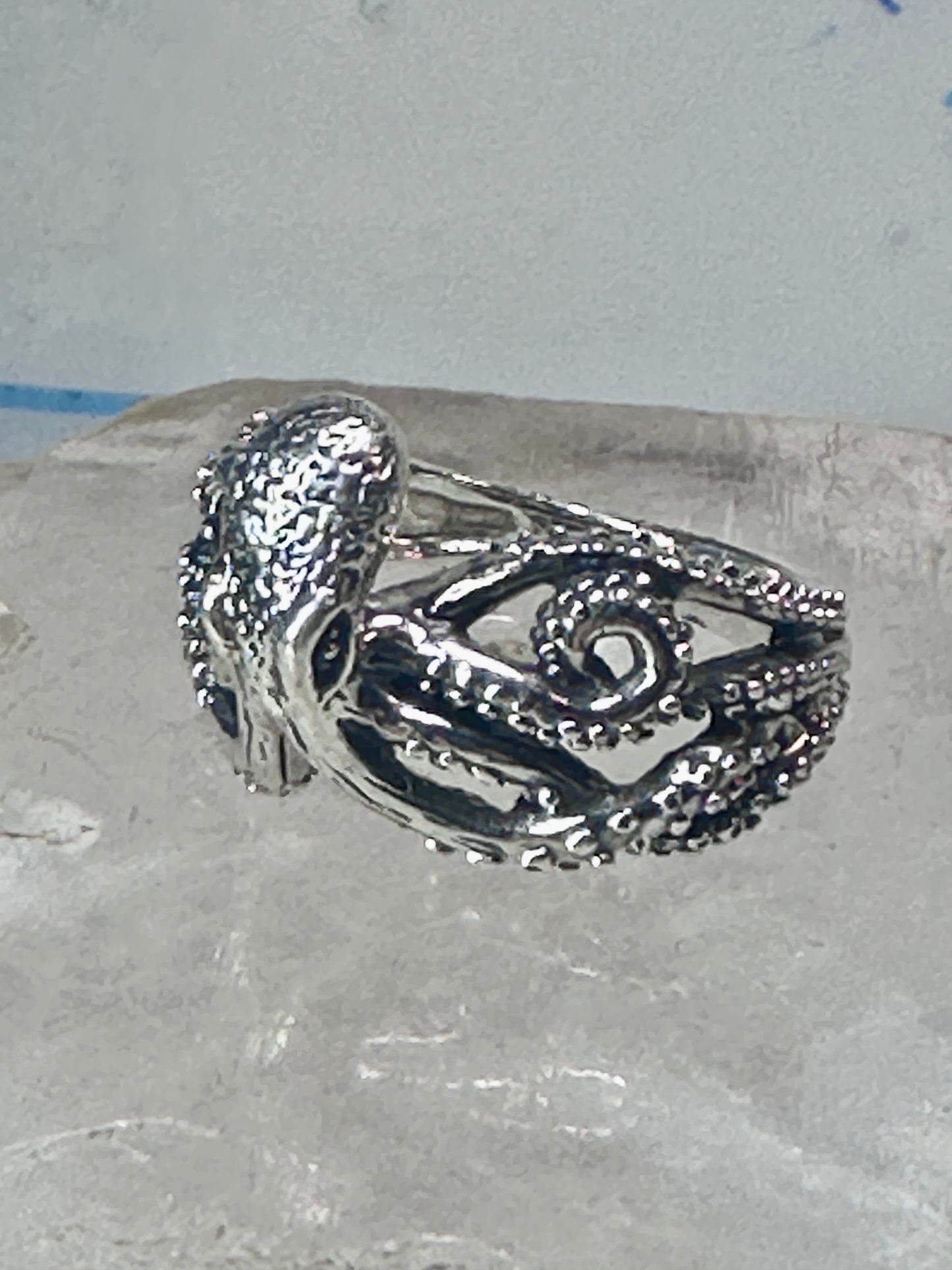 Octopus ring ocean band size 6.75 sterling silver women girls