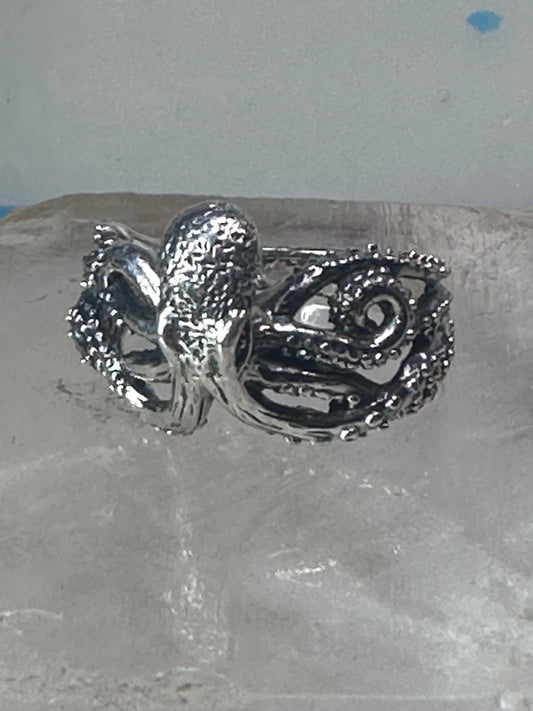 Octopus ring ocean band size 6.75 sterling silver women girls