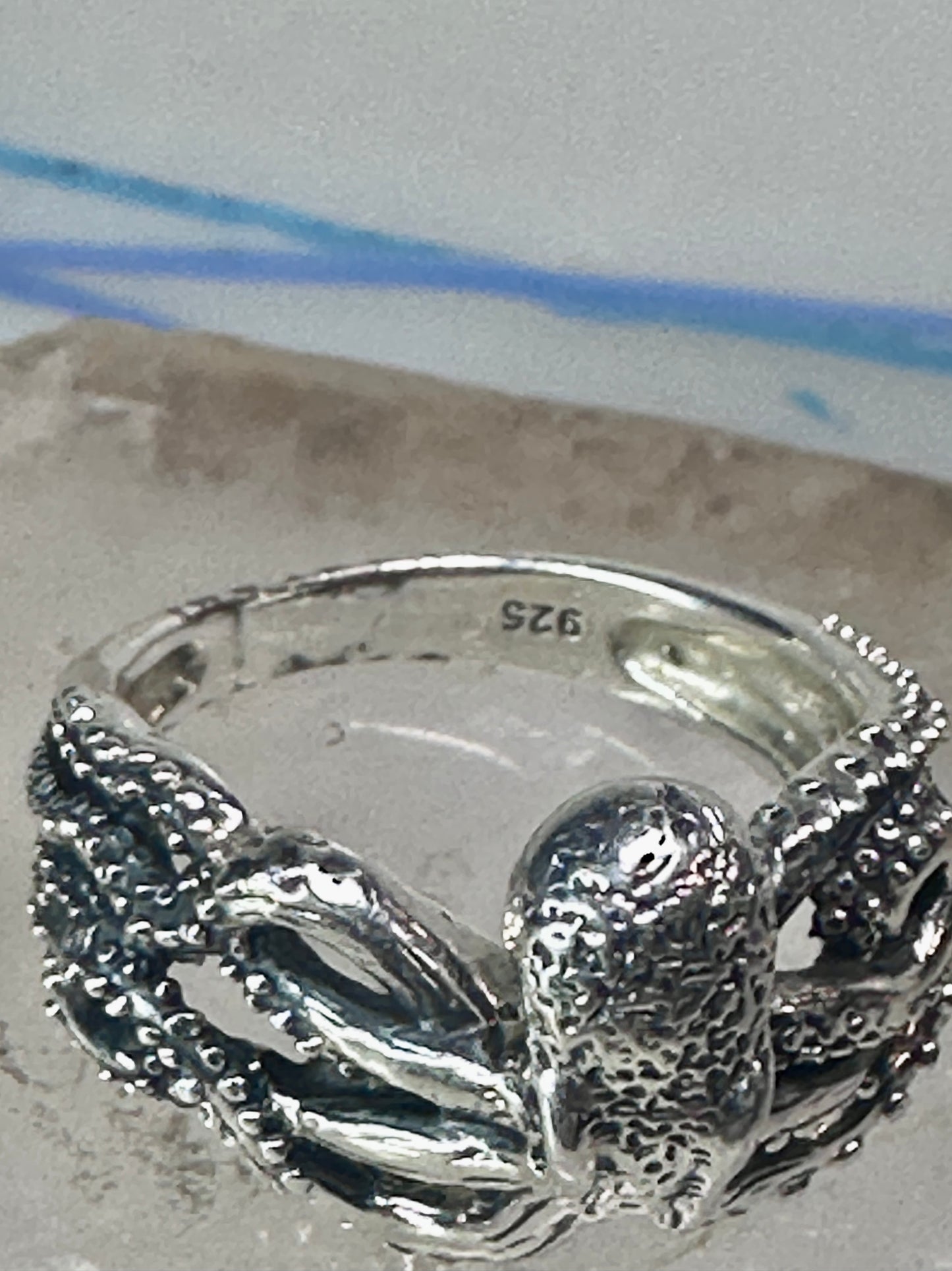 Octopus ring ocean band size 6.75 sterling silver women girls