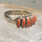 Zuni ring coral needlepoint petite point Size 7.75 sterling silver women Paloma