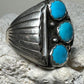Turquoise ring Navajo size 10 sterling silver women men