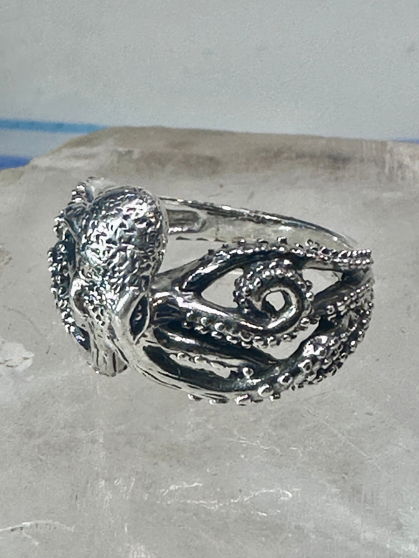 Octopus ring ocean band size 6.75 sterling silver women girls