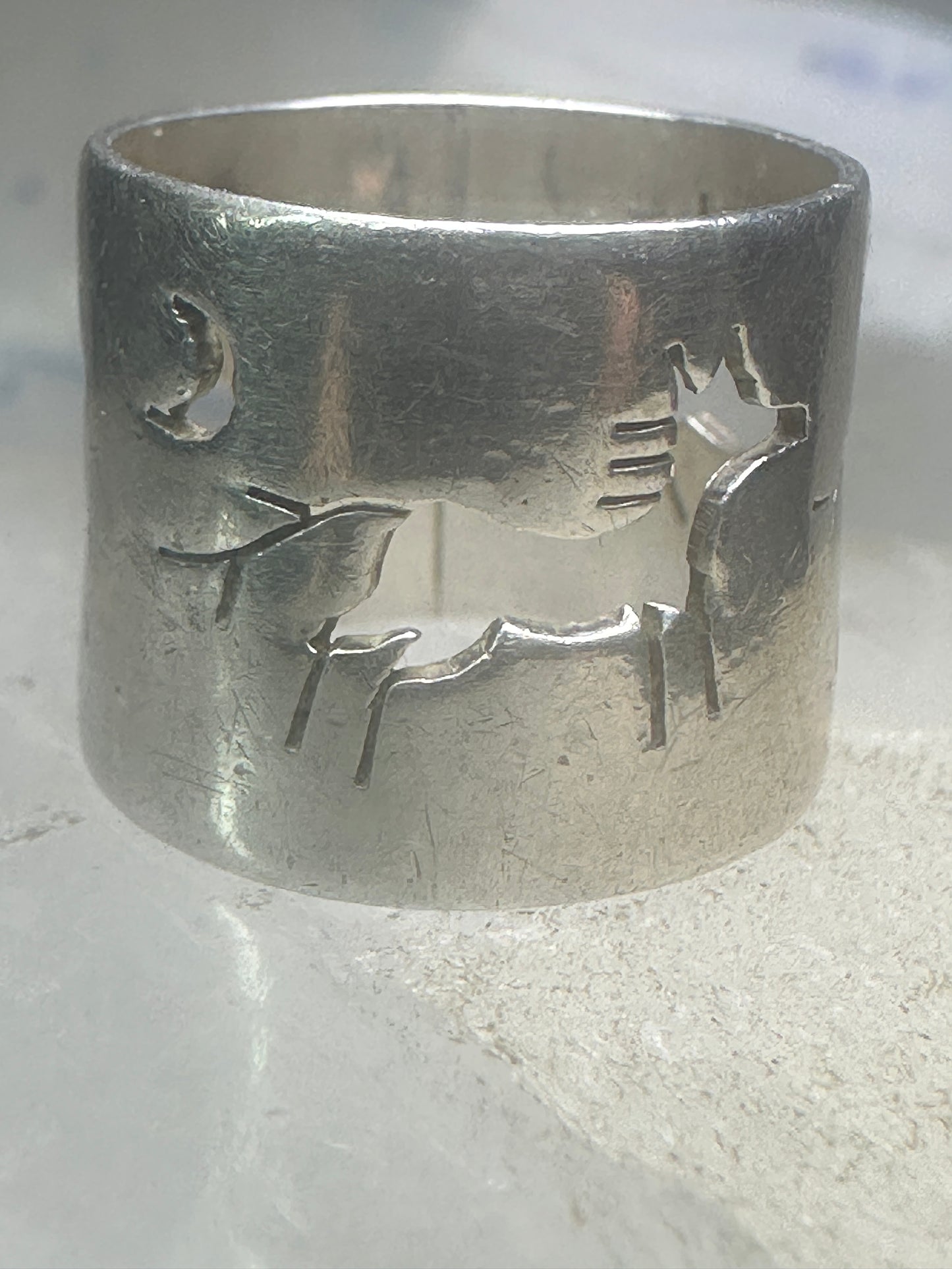 Horse ring celestial moon band cowgirl pinky size 4.75 sterling silver women girls