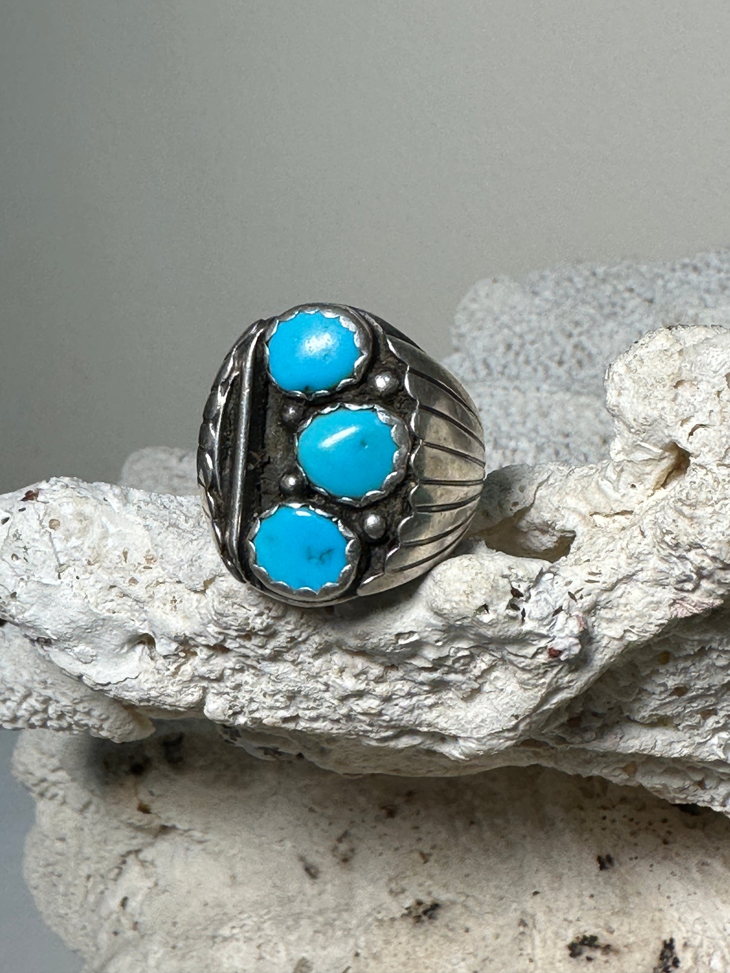 Gold Sterling Silver Navajo Turquoise Ring Size 10