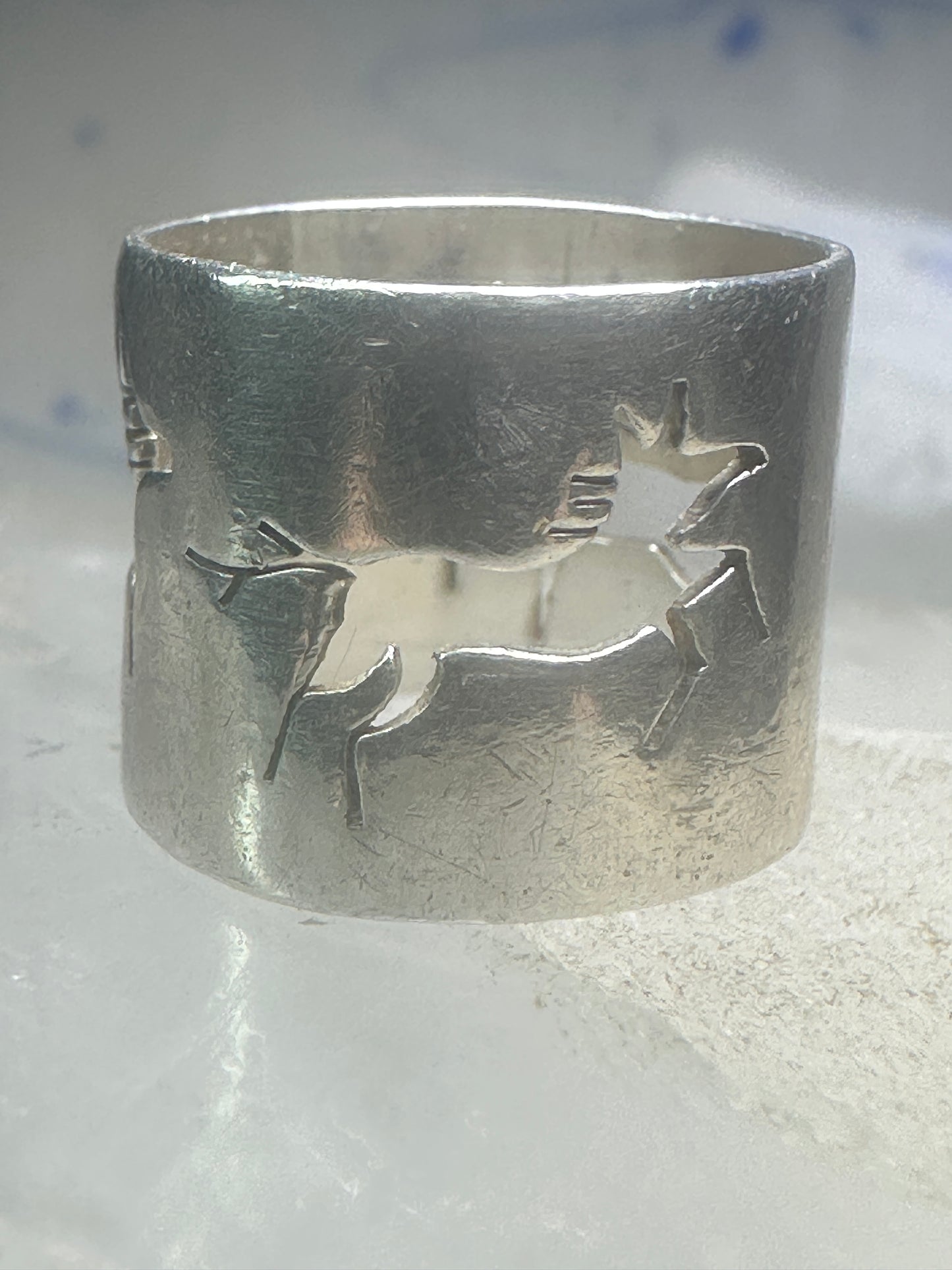 Horse ring celestial moon band cowgirl pinky size 4.75 sterling silver women girls