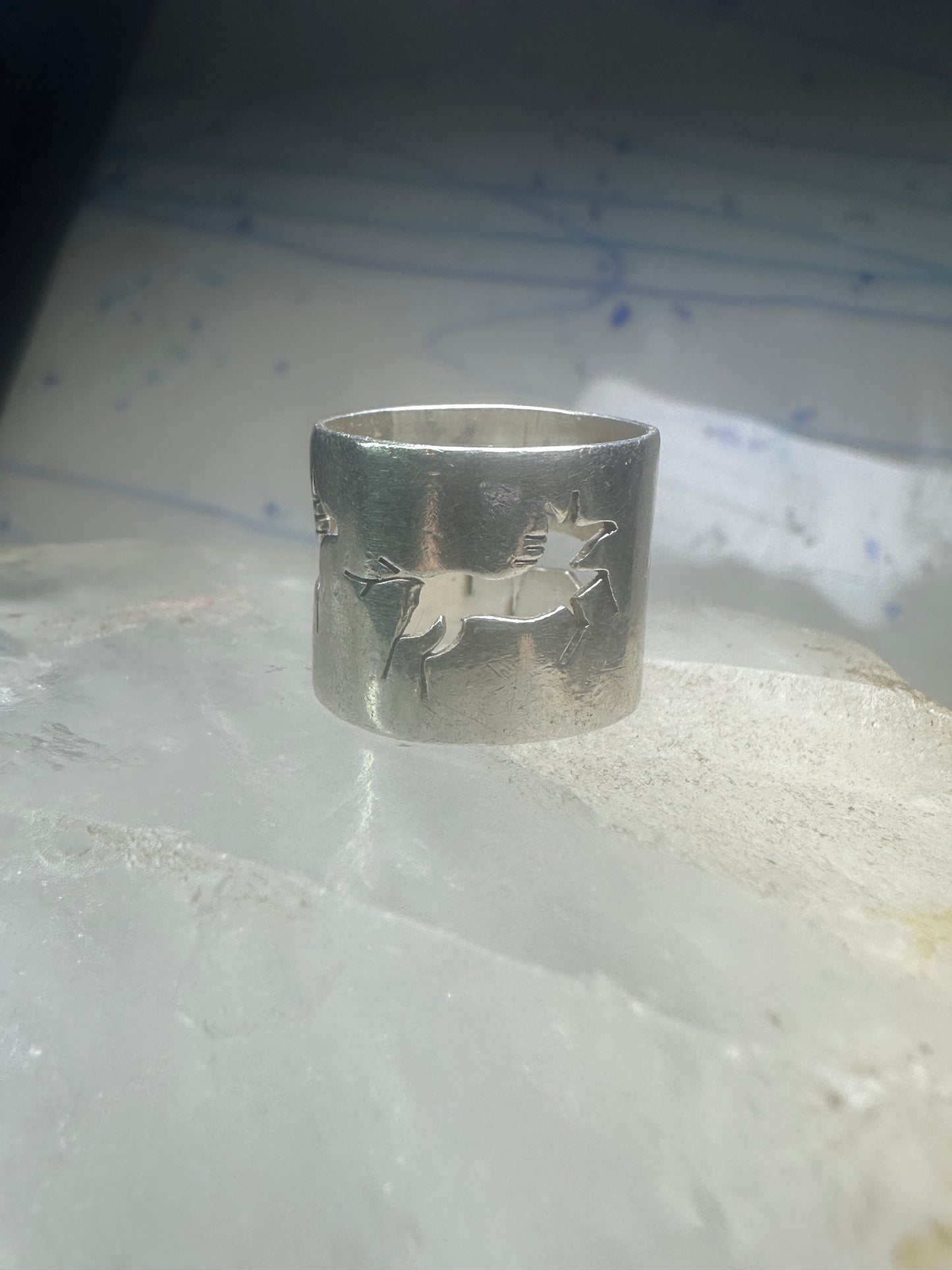 Horse ring celestial moon band cowgirl pinky size 4.75 sterling silver women girls