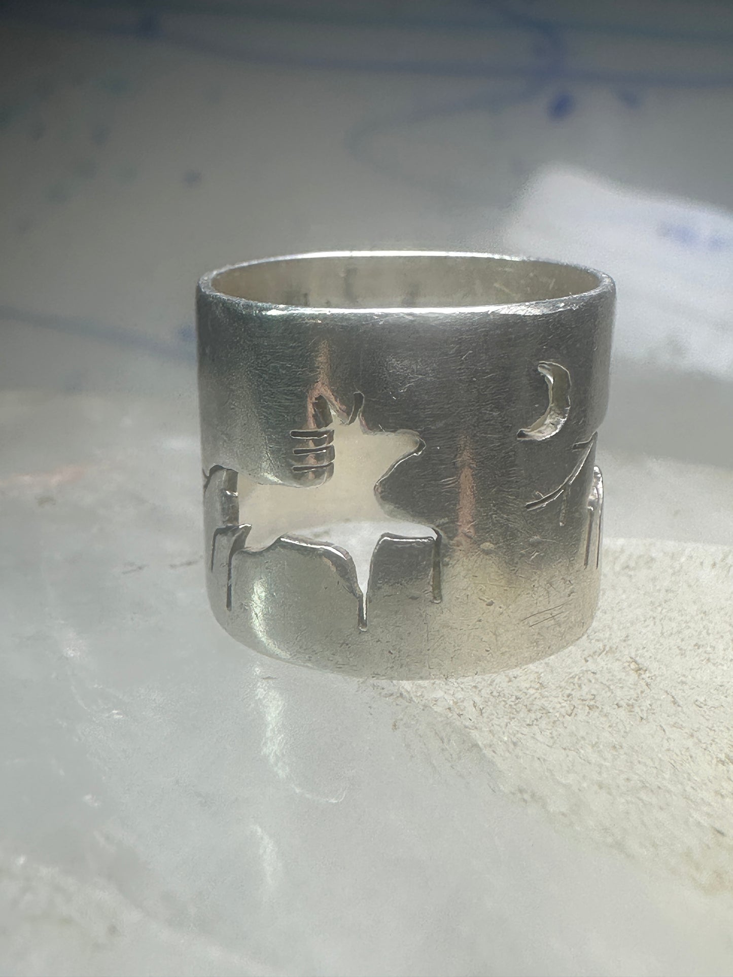 Horse ring celestial moon band cowgirl pinky size 4.75 sterling silver women girls