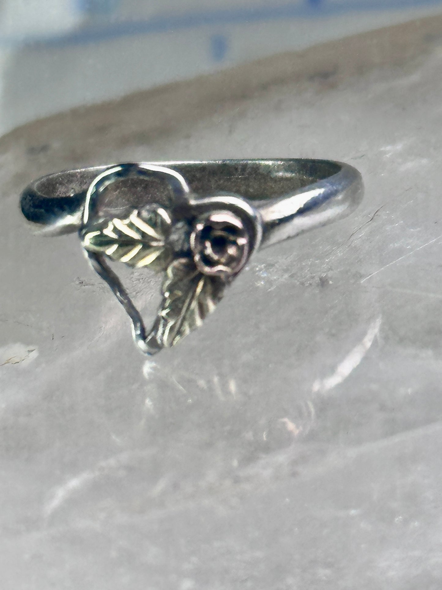 Black Hills Gold ring Double Heart band floral leaves size 5.75 sterling silver women girls