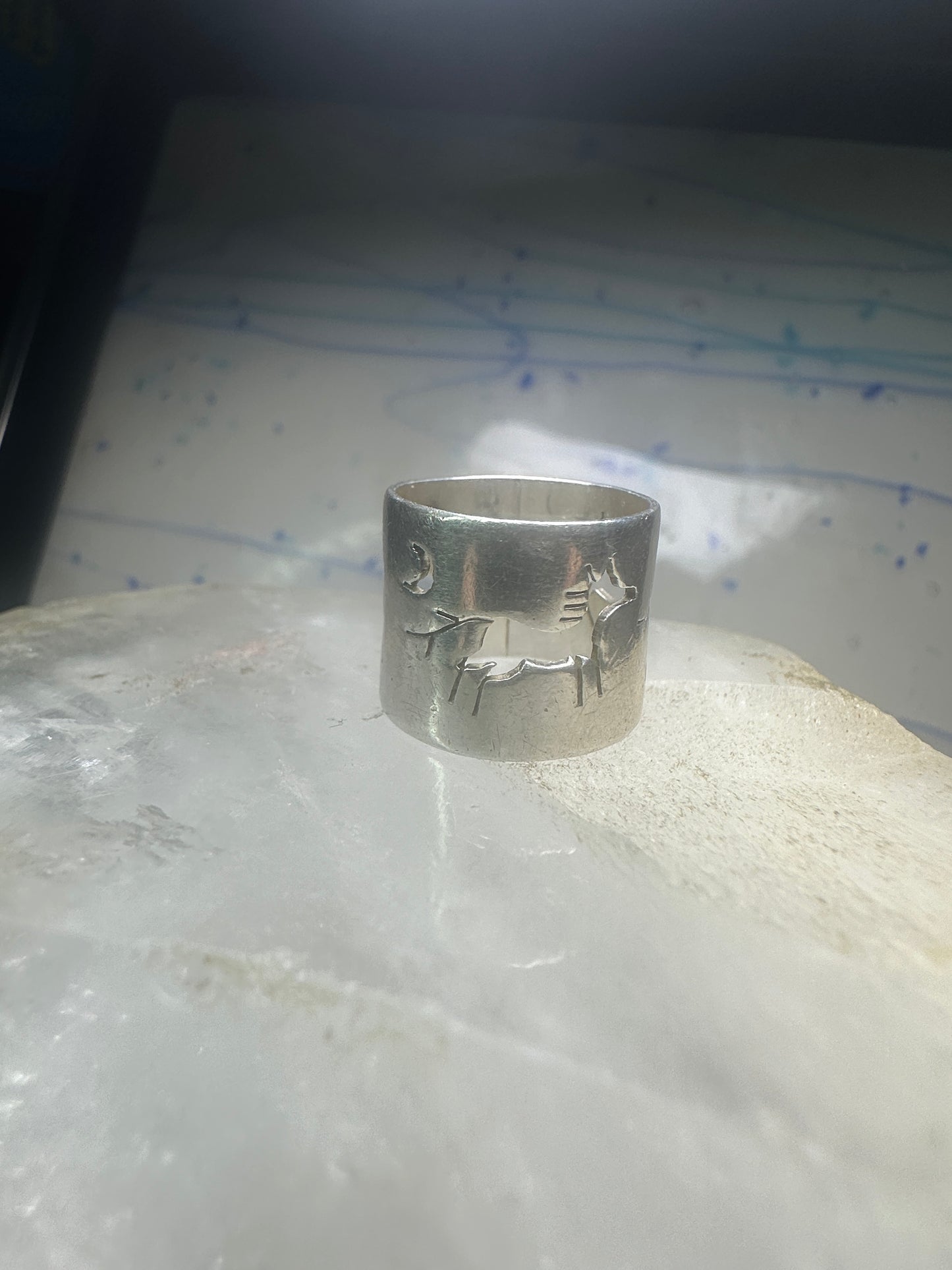 Horse ring celestial moon band cowgirl pinky size 4.75 sterling silver women girls