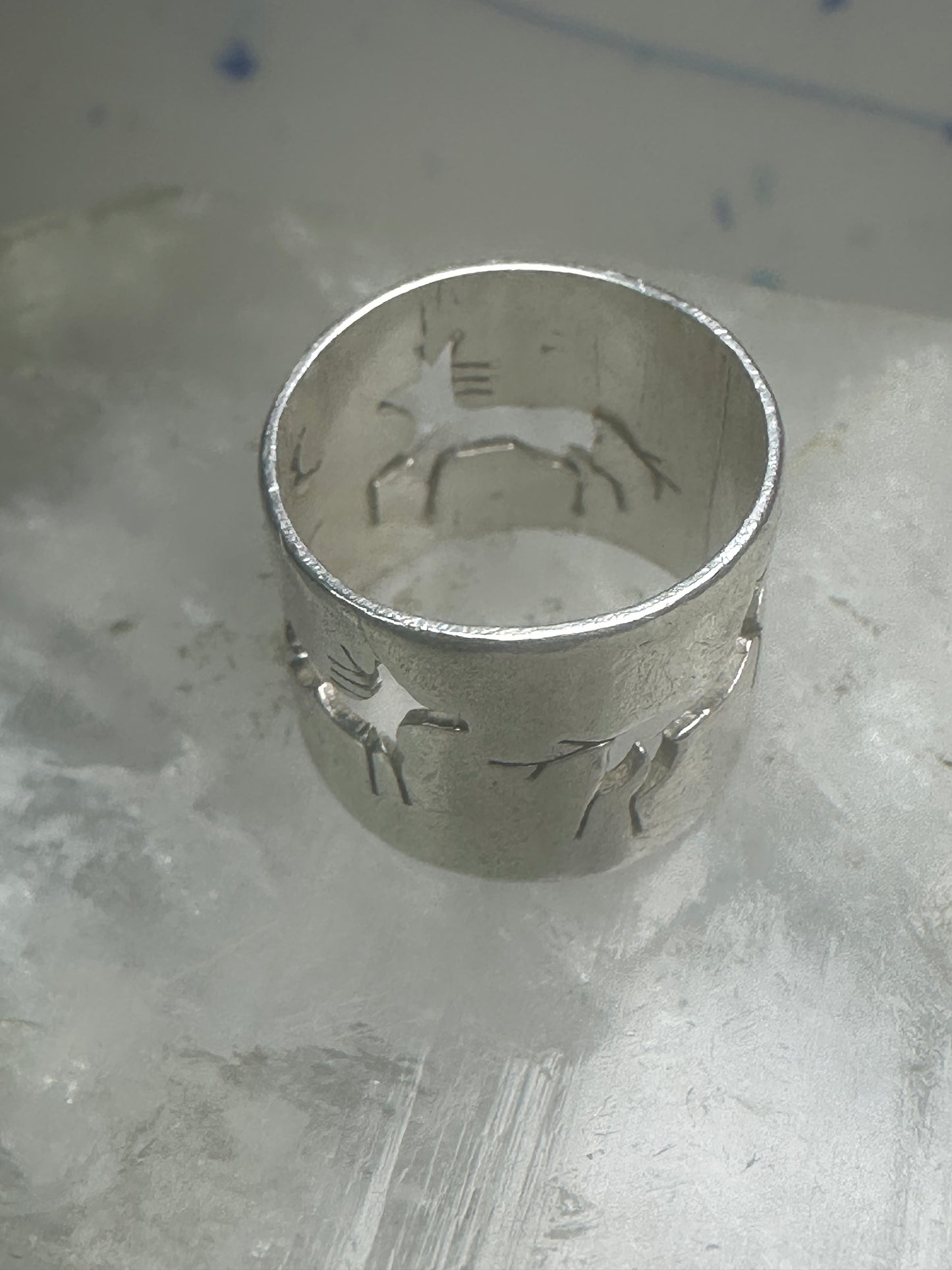 Horse ring celestial moon band cowgirl pinky size 4.75 sterling silver women girls