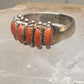 Zuni ring coral needlepoint petite point Size 7.75 sterling silver women Paloma