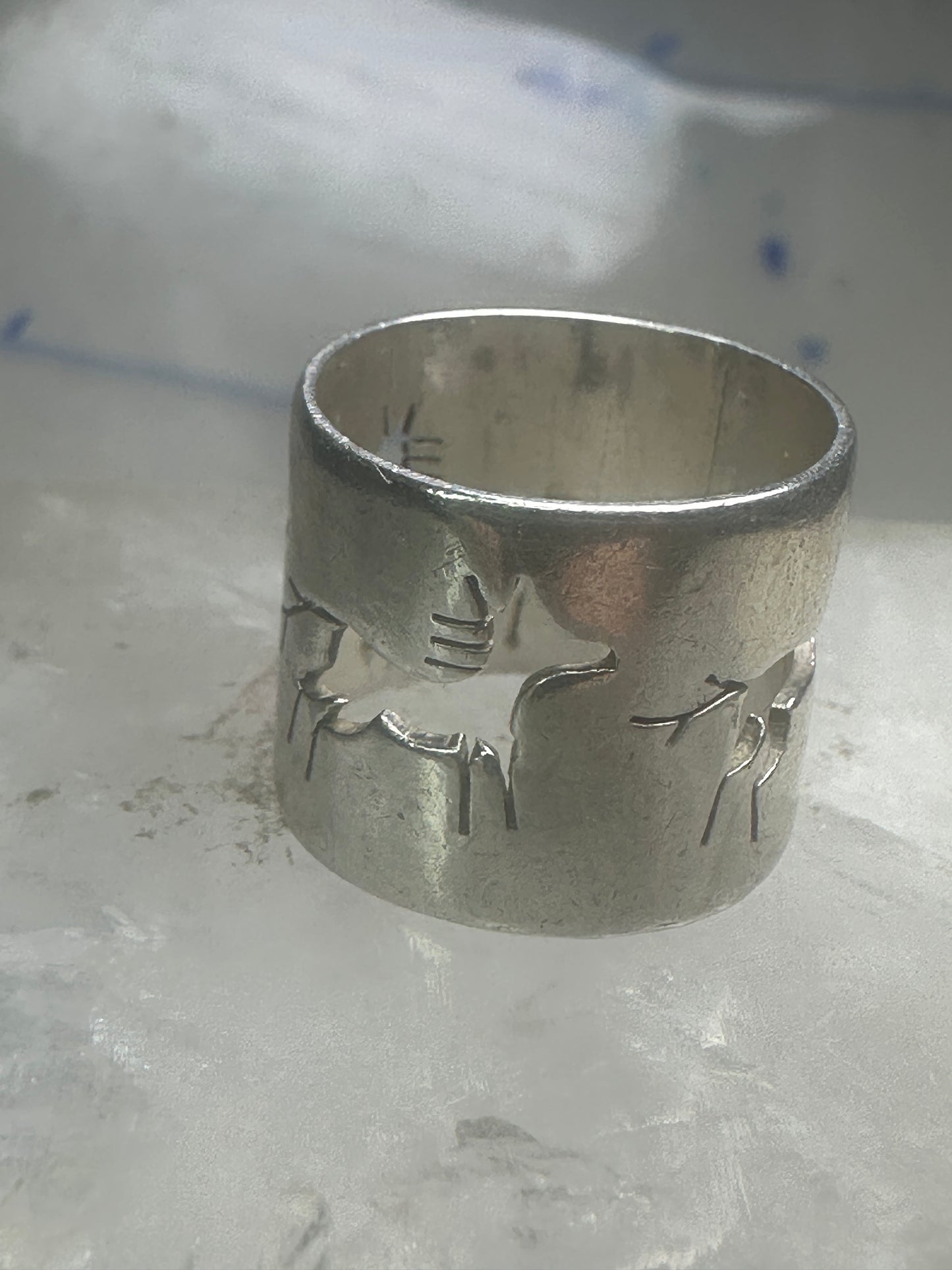 Horse ring celestial moon band cowgirl pinky size 4.75 sterling silver women girls