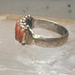Zuni ring coral needlepoint petite point Size 7.75 sterling silver women Paloma