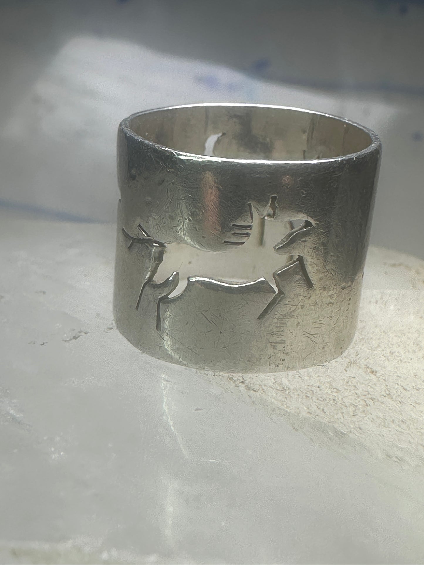 Horse ring celestial moon band cowgirl pinky size 4.75 sterling silver women girls