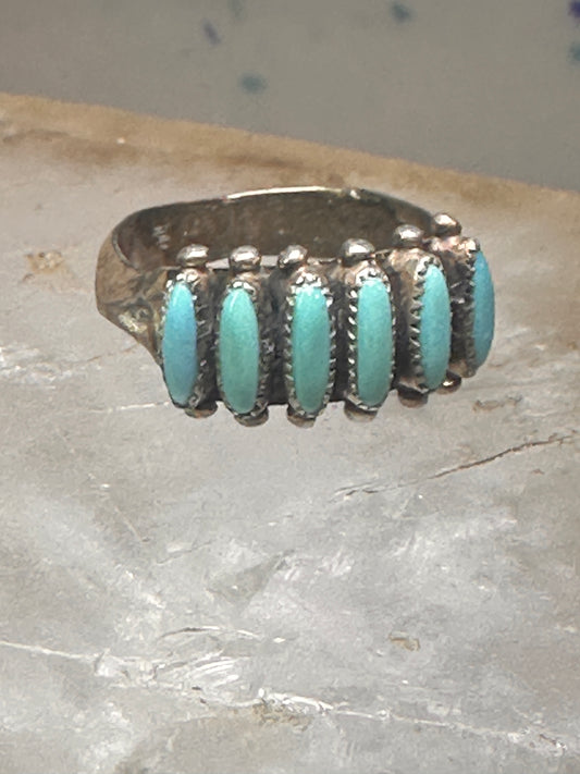 Zuni ring turquoise needlepoint petite point Size 6.5 sterling silver women Paloma