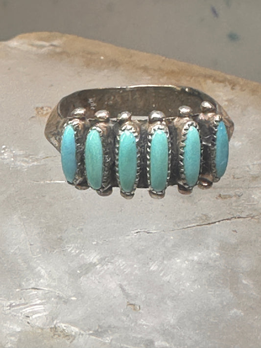 Zuni ring turquoise needlepoint petite point Size 6.5 sterling silver women Paloma