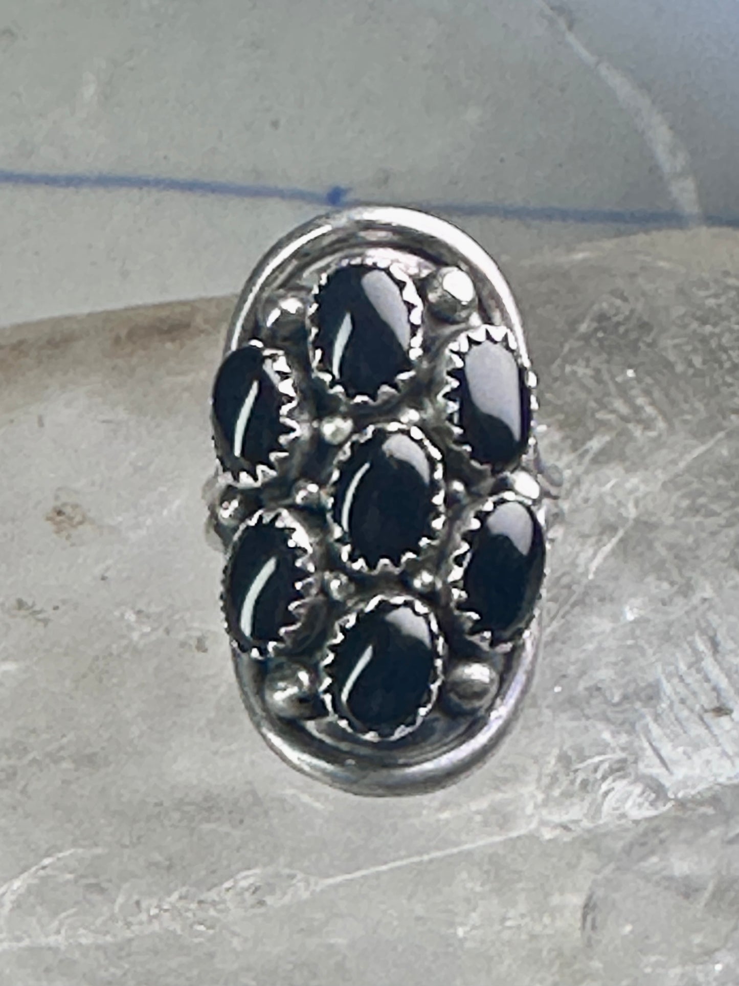 Navajo ring black Onyx saddle band size 6 sterling silver women