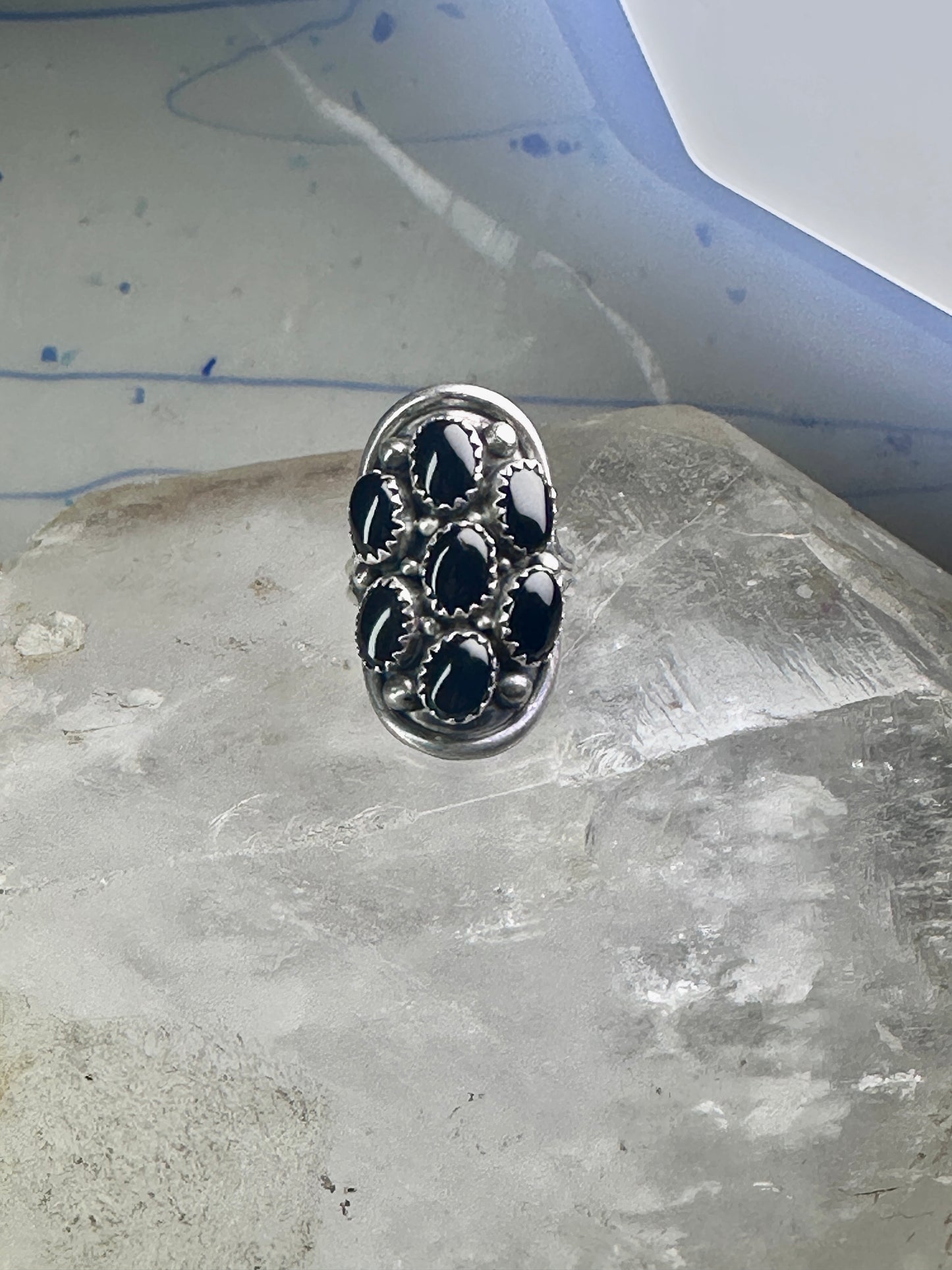 Navajo ring black Onyx saddle band size 6 sterling silver women