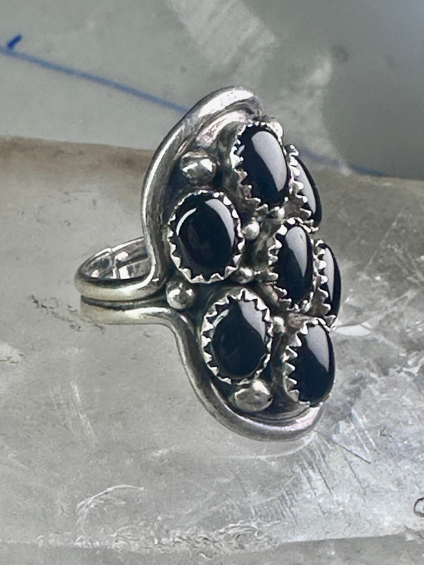 Navajo ring black Onyx saddle band size 6 sterling silver women