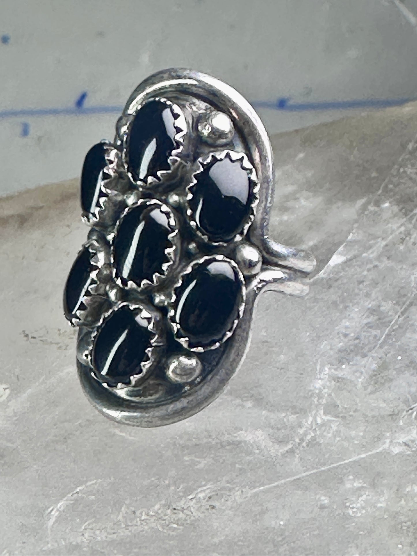 Navajo ring black Onyx saddle band size 6 sterling silver women