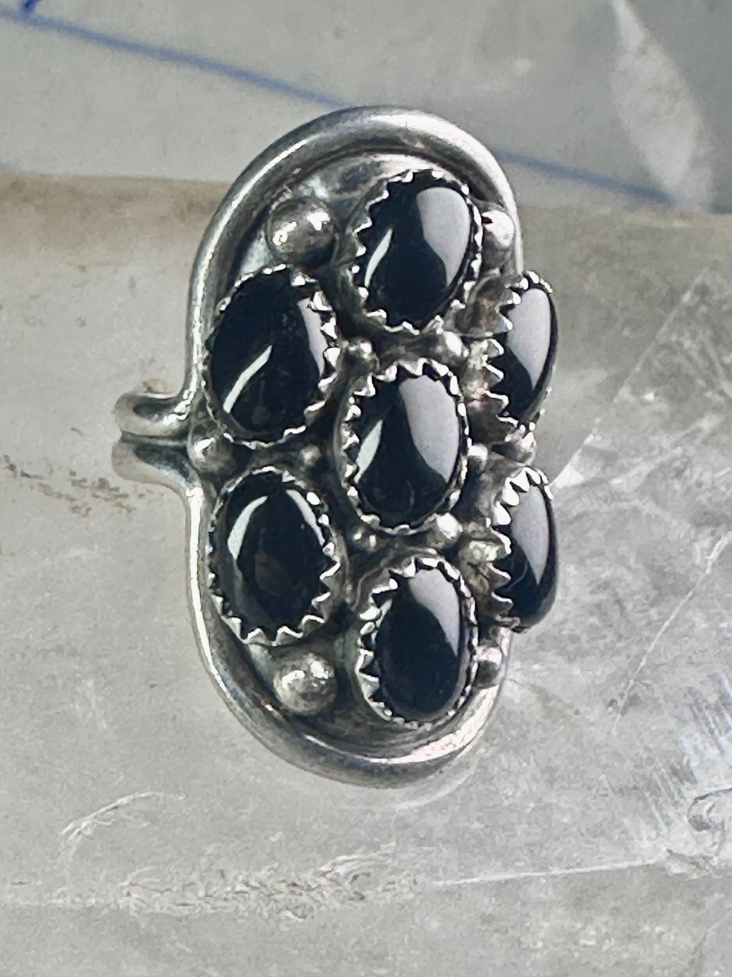 Navajo ring black Onyx saddle band size 6 sterling silver women