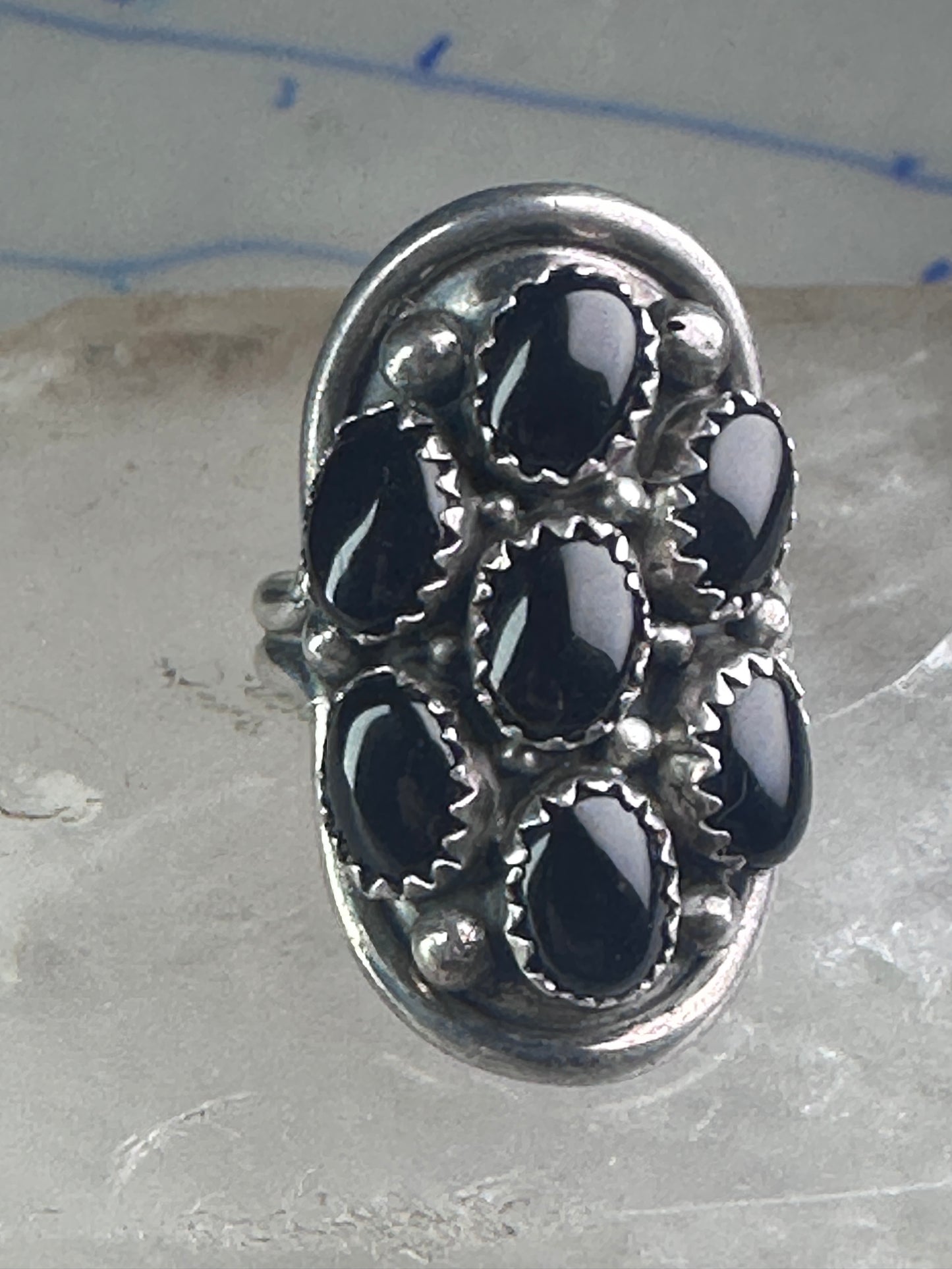 Navajo ring black Onyx saddle band size 6 sterling silver women