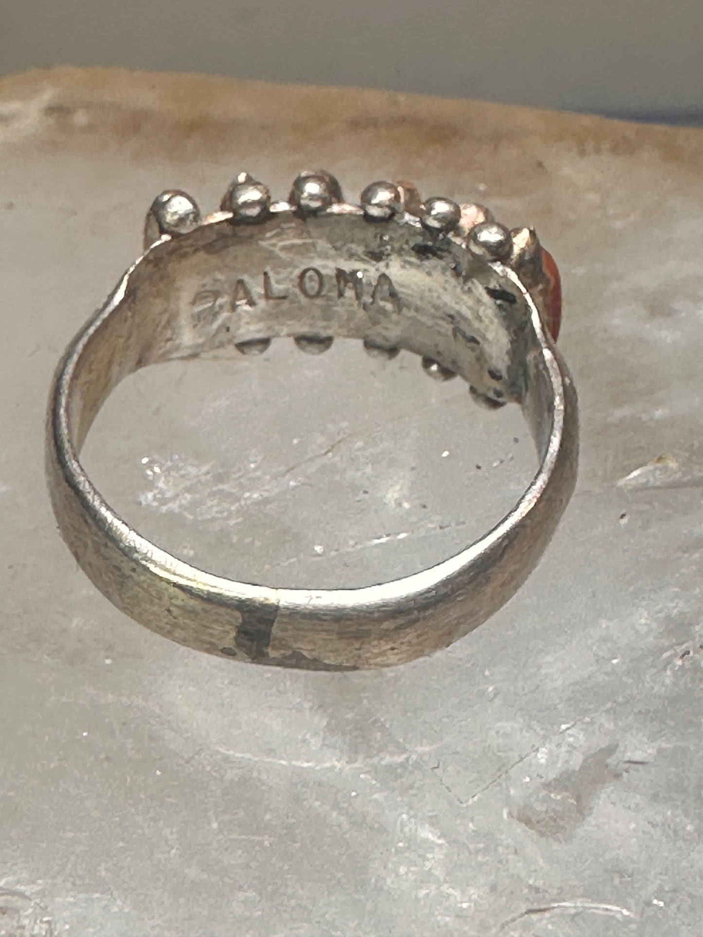 Zuni ring turquoise needlepoint petite point Size 6.5 sterling silver women Paloma