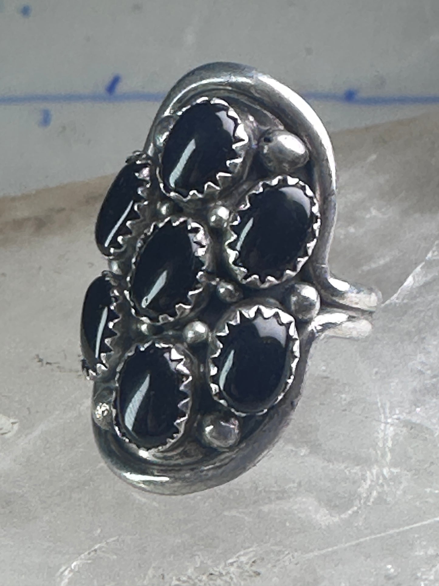 Navajo ring black Onyx saddle band size 6 sterling silver women