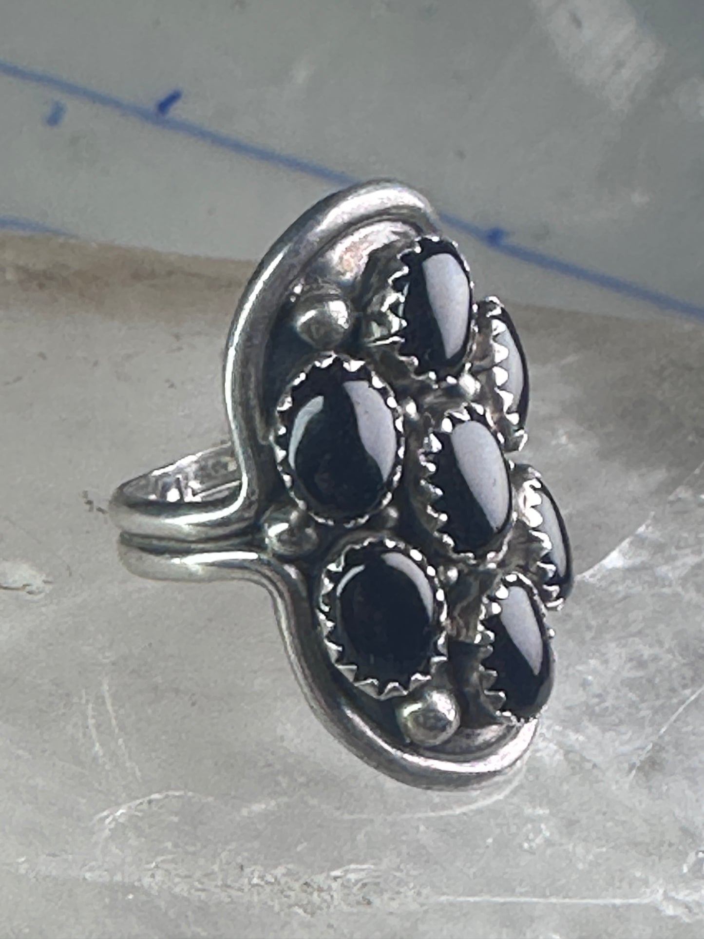 Navajo ring black Onyx saddle band size 6 sterling silver women