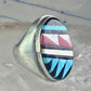 Zuni ring Turquoise coral MOP Onyx band size 8.25 sterling silver women men
