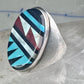 Zuni ring Turquoise coral MOP Onyx band size 8.25 sterling silver women men