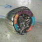 Navajo ring Horseshoe eagle turquoise spiny oyster size 11 sterling silver men