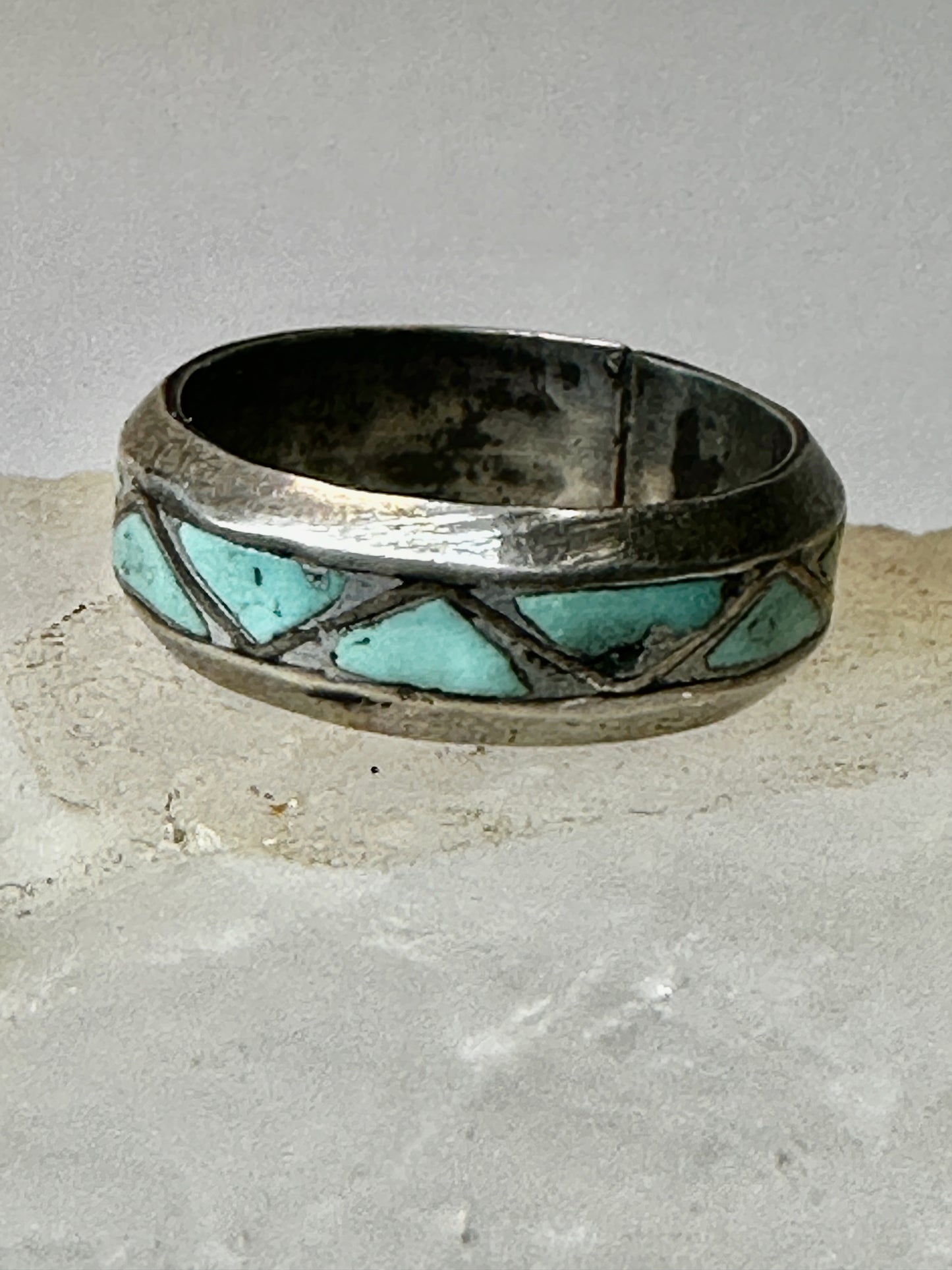 Zuni ring Turquoise wedding band size 6.25 sterling silver women men