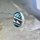 Zuni ring Turquoise coral MOP Onyx band size 8.25 sterling silver women men