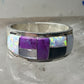 Southwest ring Mother of pearl Onyx Lab Opal pinky size 4.75 sterling silver women girls