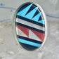 Zuni ring Turquoise coral MOP Onyx band size 8.25 sterling silver women men