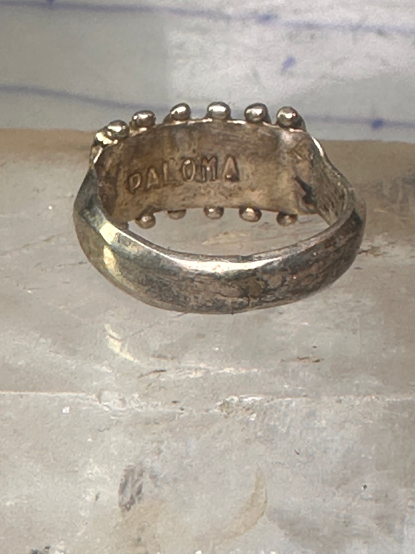 Zuni ring coral needlepoint petite point Size 6 sterling silver women Paloma