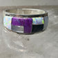 Southwest ring Mother of pearl Onyx Lab Opal pinky size 4.75 sterling silver women girls