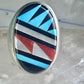 Zuni ring Turquoise coral MOP Onyx band size 8.25 sterling silver women men