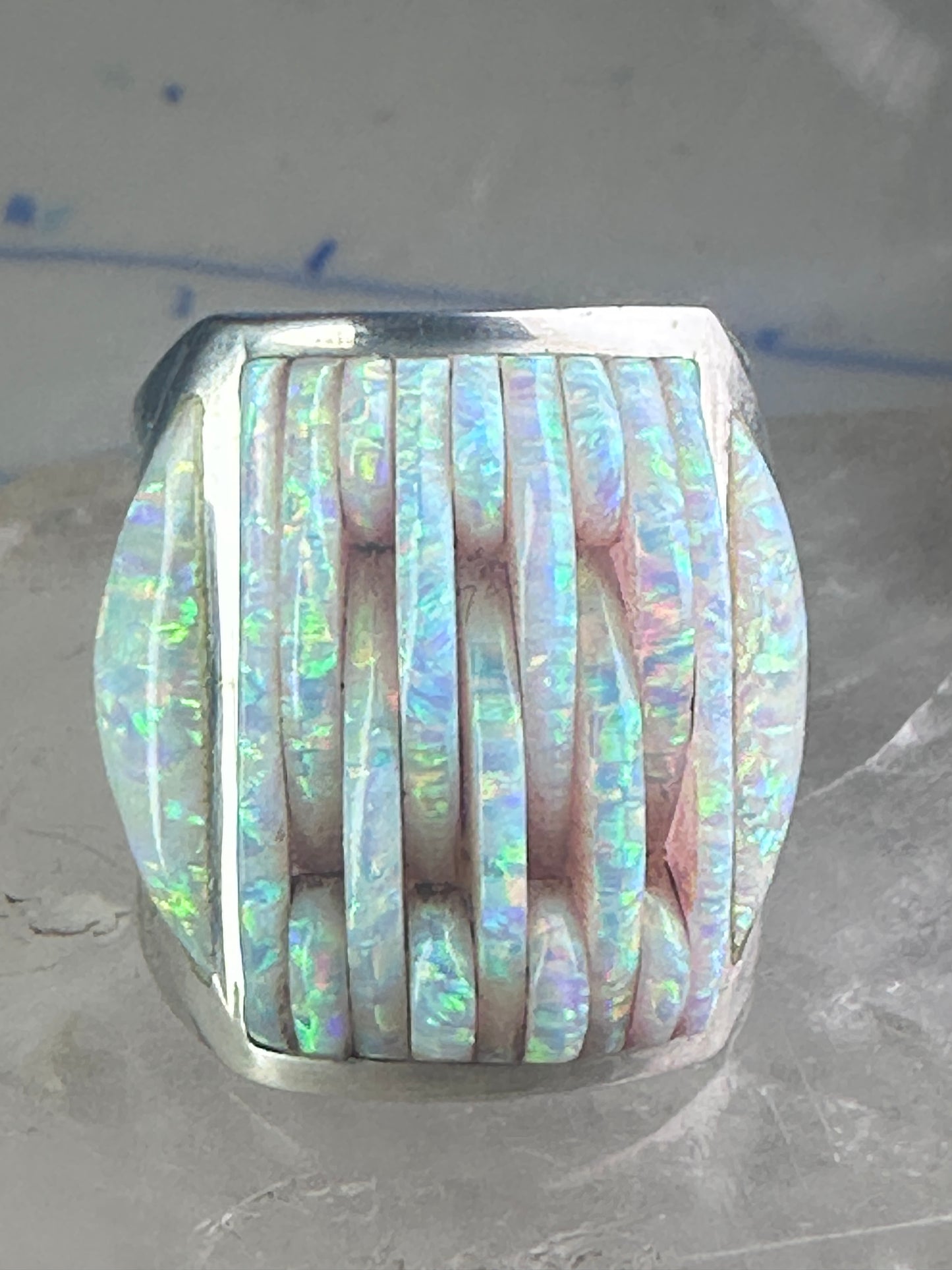 Southwest ring Lab Opal Cobblestone band size 10.75 sterling silver women men