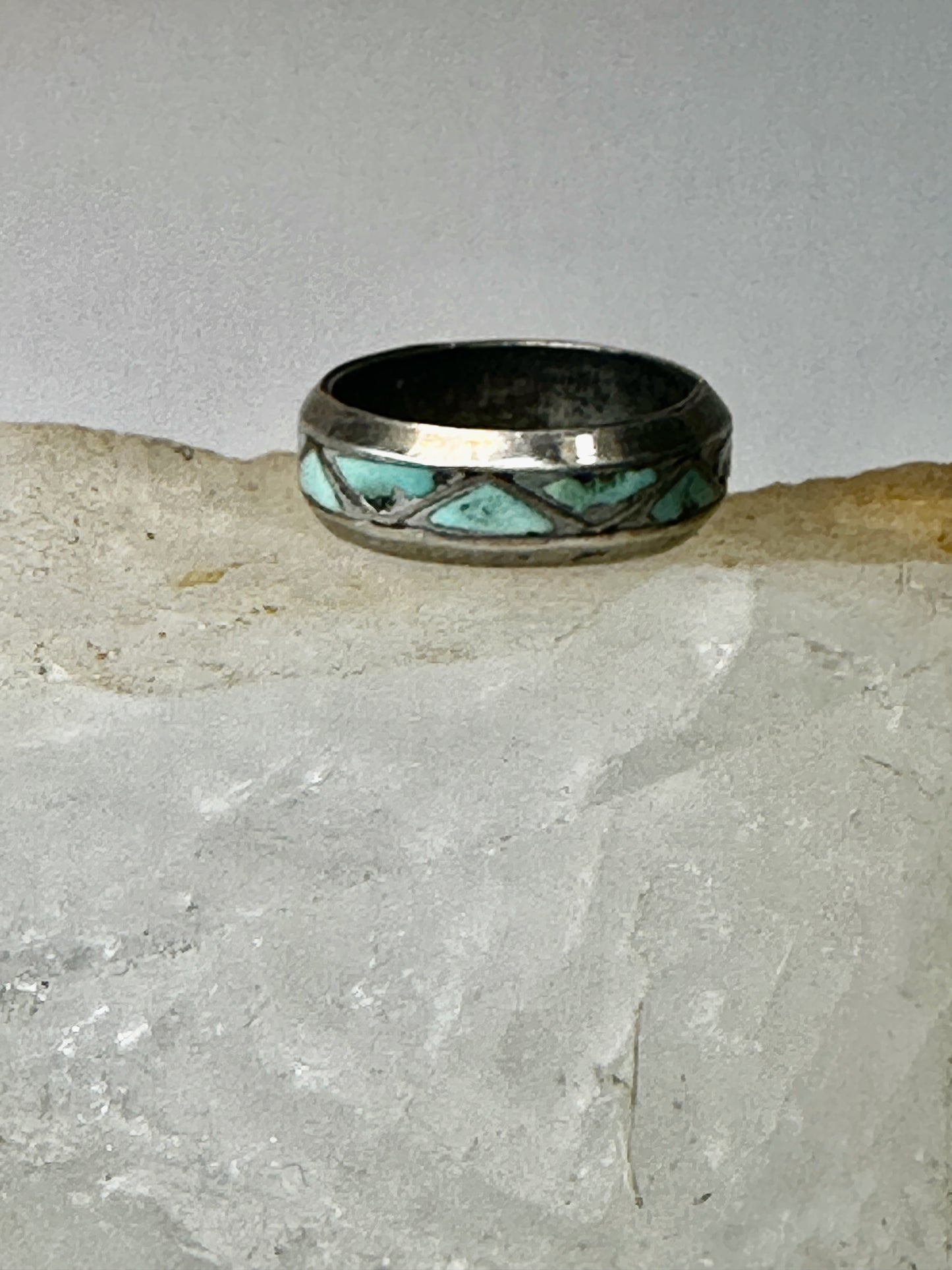 Zuni ring Turquoise wedding band size 6.25 sterling silver women men