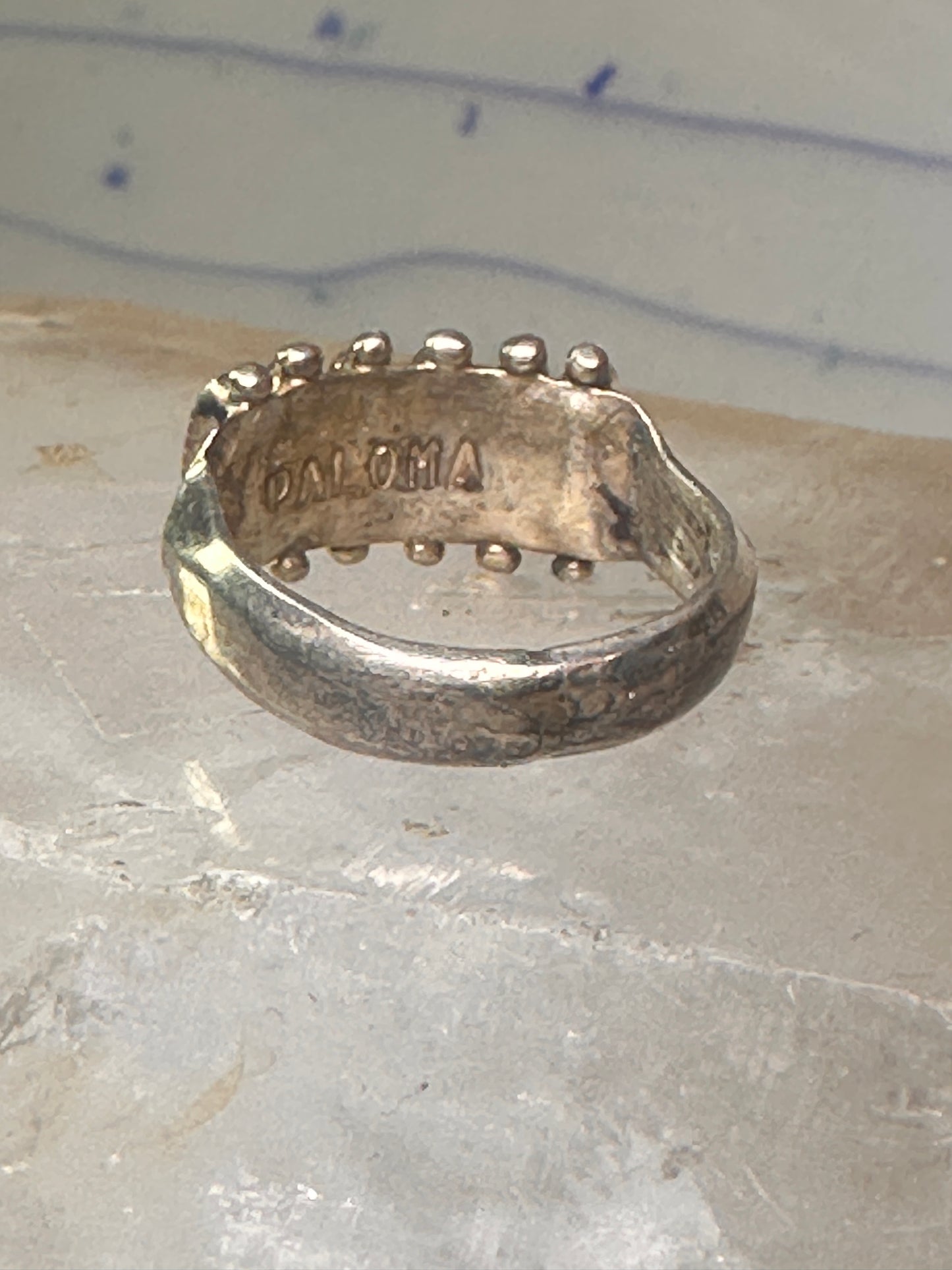 Zuni ring coral needlepoint petite point Size 6 sterling silver women Paloma