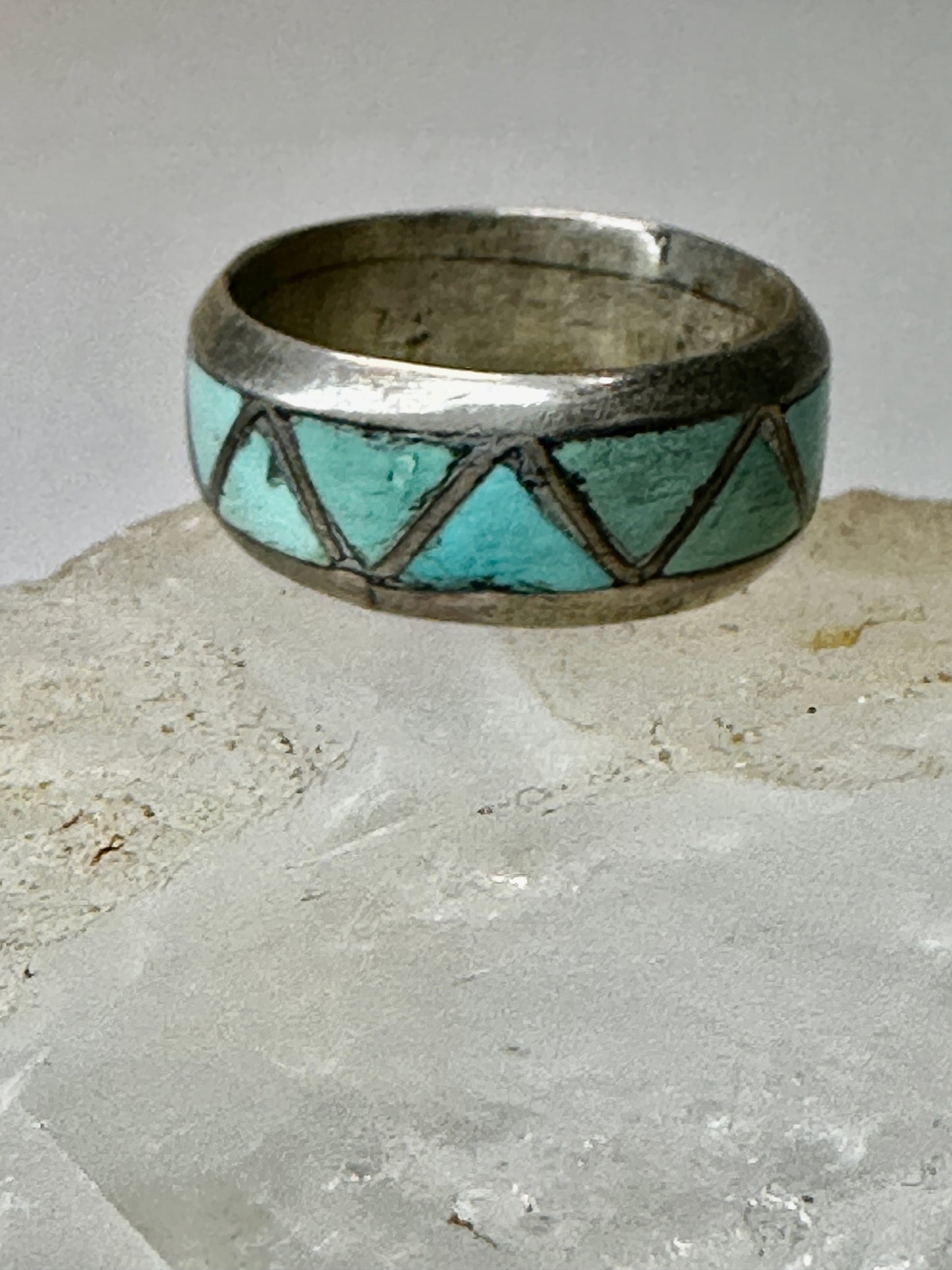 Zuni ring Turquoise wedding band size 8 sterling silver women men