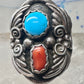 Navajo ring coral turquoise size 9.50 sterling silver women men