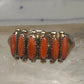 Zuni ring coral needlepoint petite point Size 6 sterling silver women Paloma