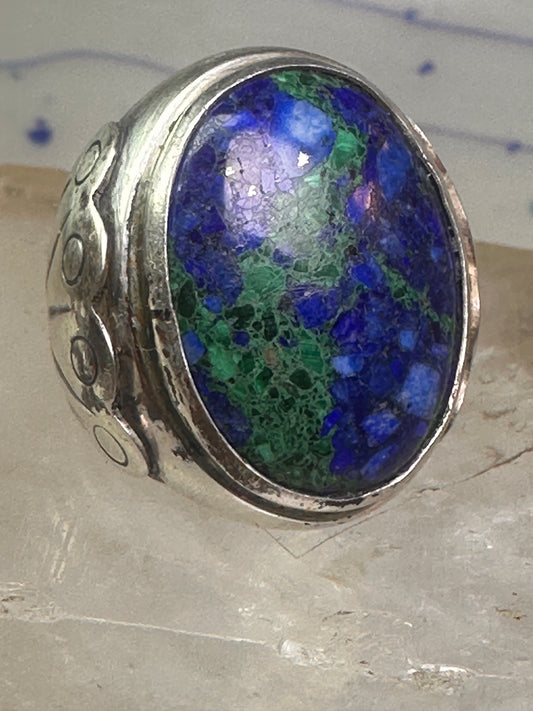 Navajo ring by Adam Fiero Azurite ring Heavy Band Size 7 sterling silver women men