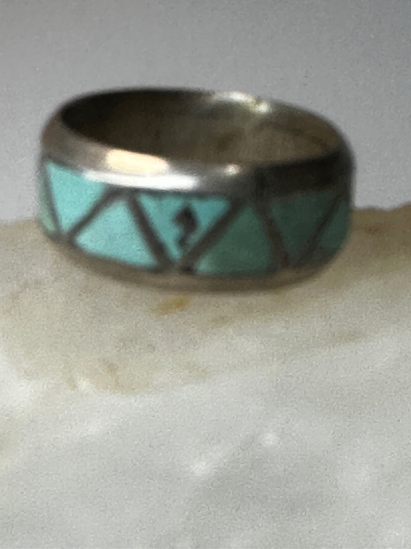 Zuni ring Turquoise wedding band size 8 sterling silver women men