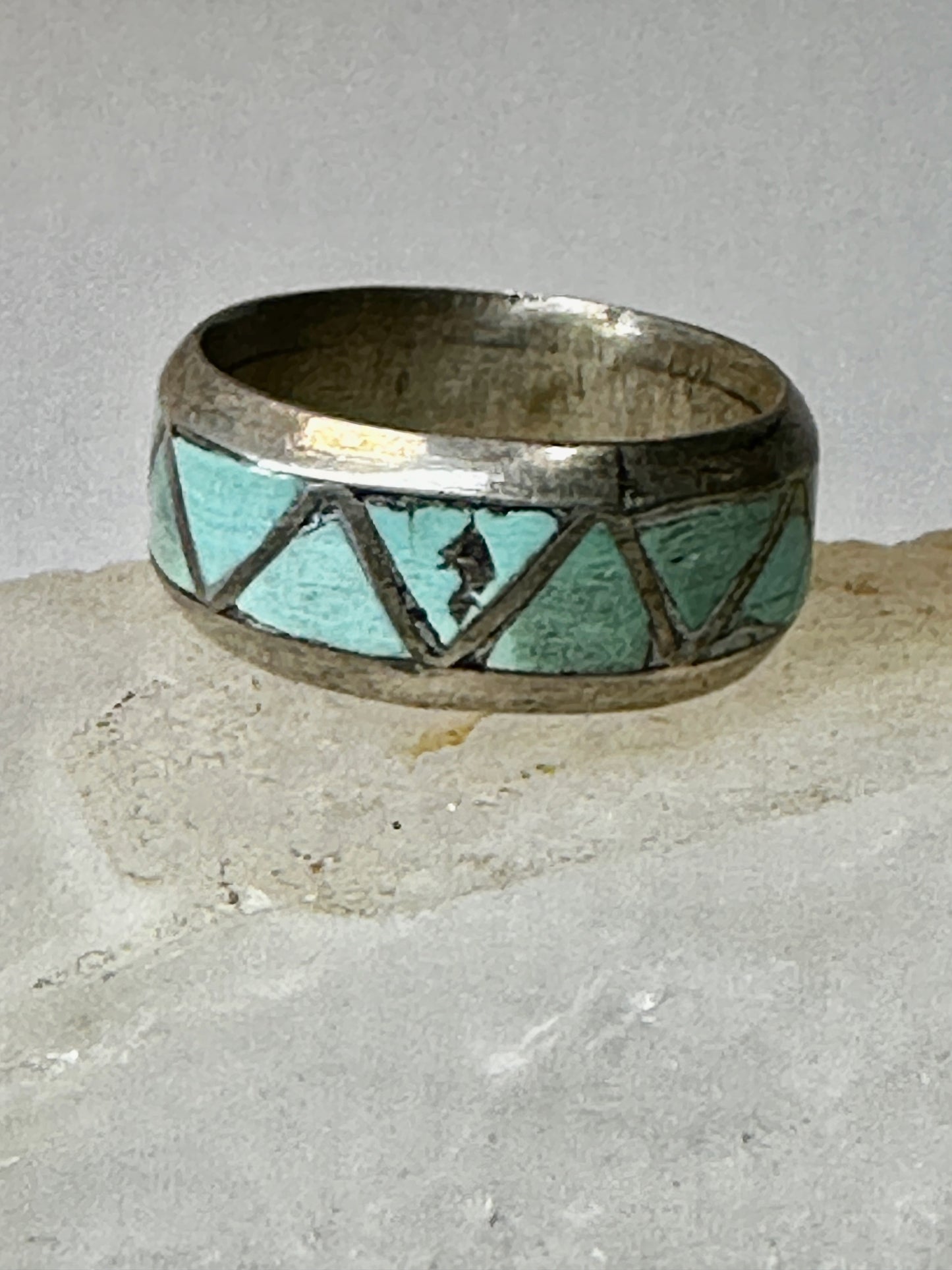 Zuni ring Turquoise wedding band size 8 sterling silver women men