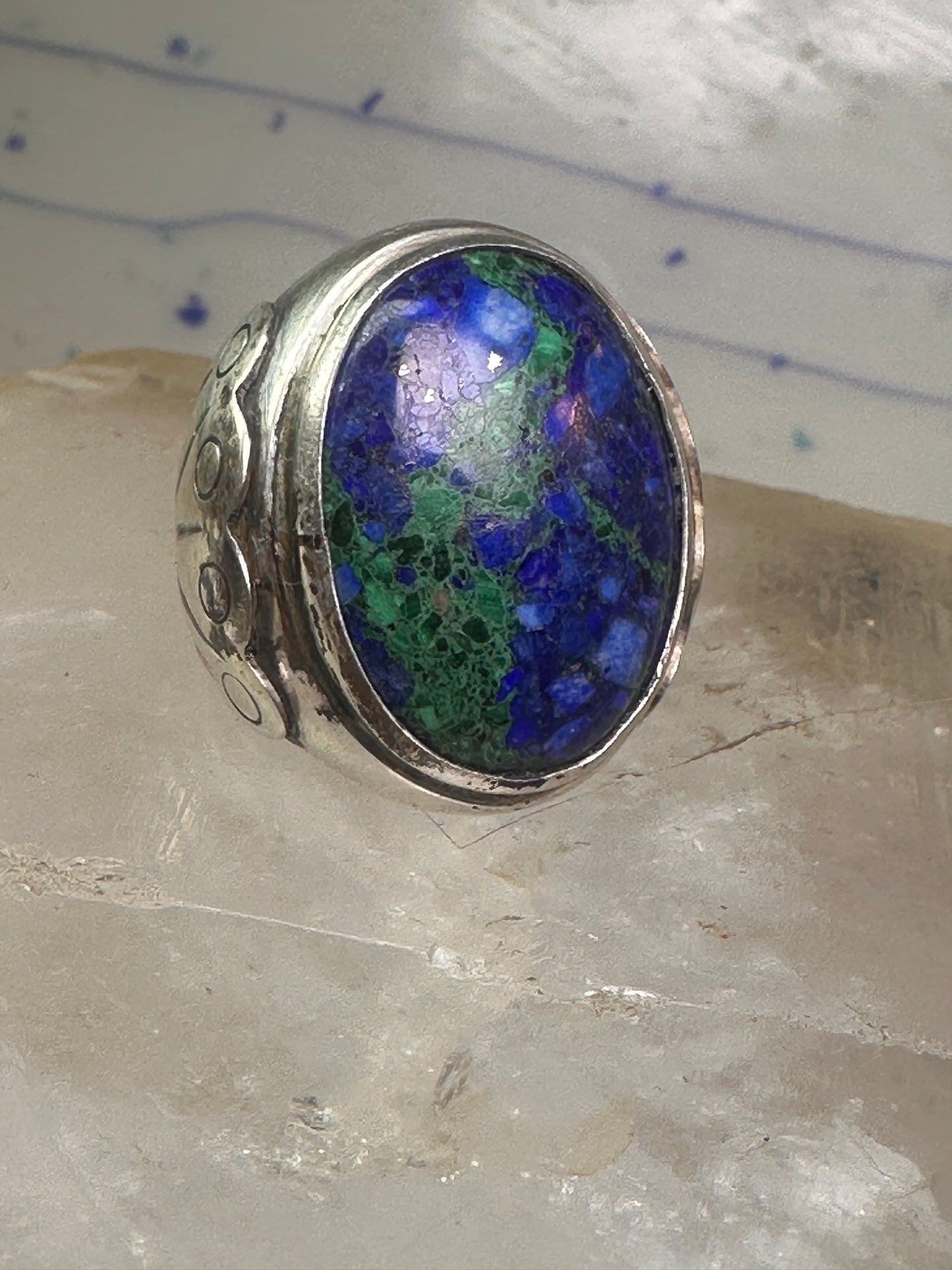 Navajo ring by Adam Fiero Azurite ring Heavy Band Size 7 sterling silver women men